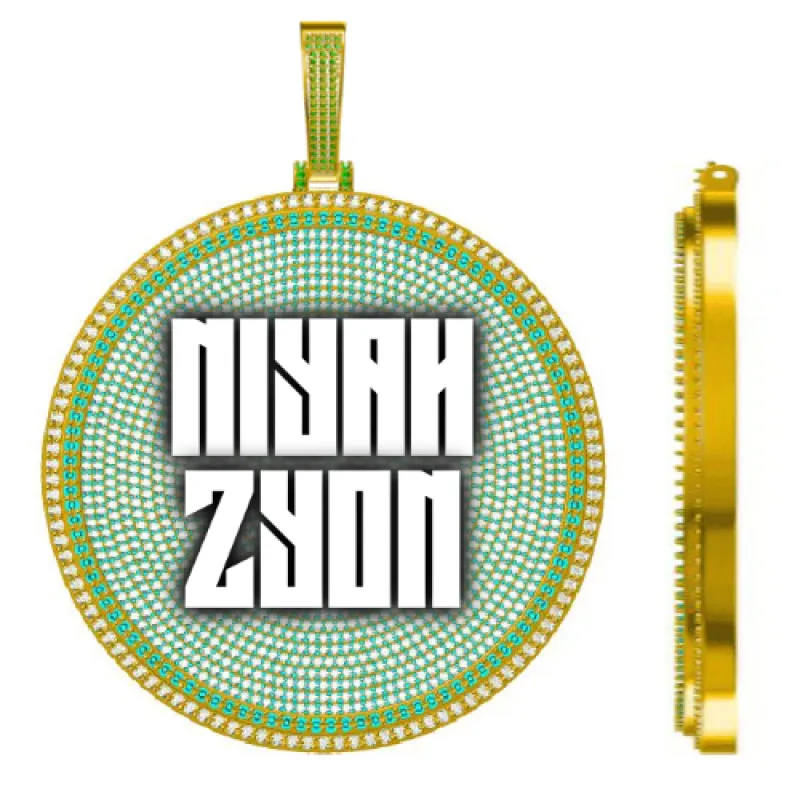 CUSTOM LETTER NECKLACE 3D BIG DISC sold by The GUU Shop