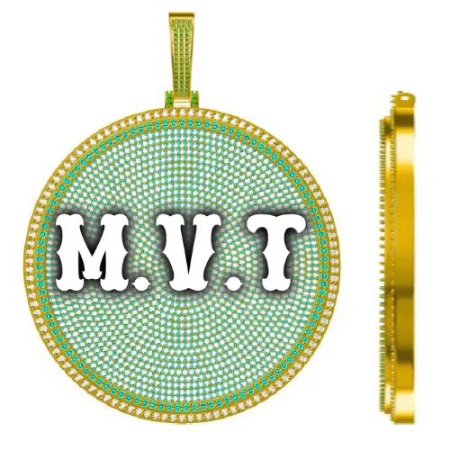 CUSTOM LETTER NECKLACE 3D BIG DISC sold by The GUU Shop