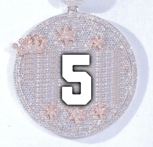 CUSTOM LETTER NECKLACE 3D BIG CROWN DISC sold by The GUU Shop