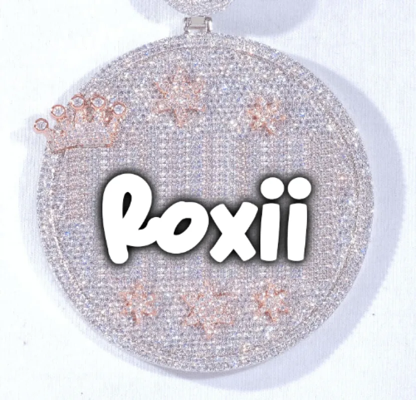 CUSTOM LETTER NECKLACE 3D BIG CROWN DISC sold by The GUU Shop