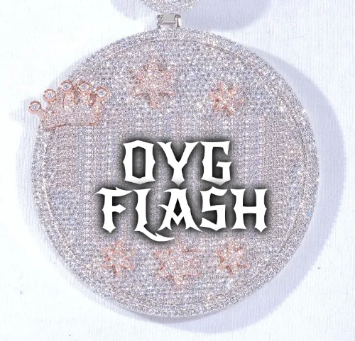 CUSTOM LETTER NECKLACE 3D BIG CROWN DISC sold by The GUU Shop