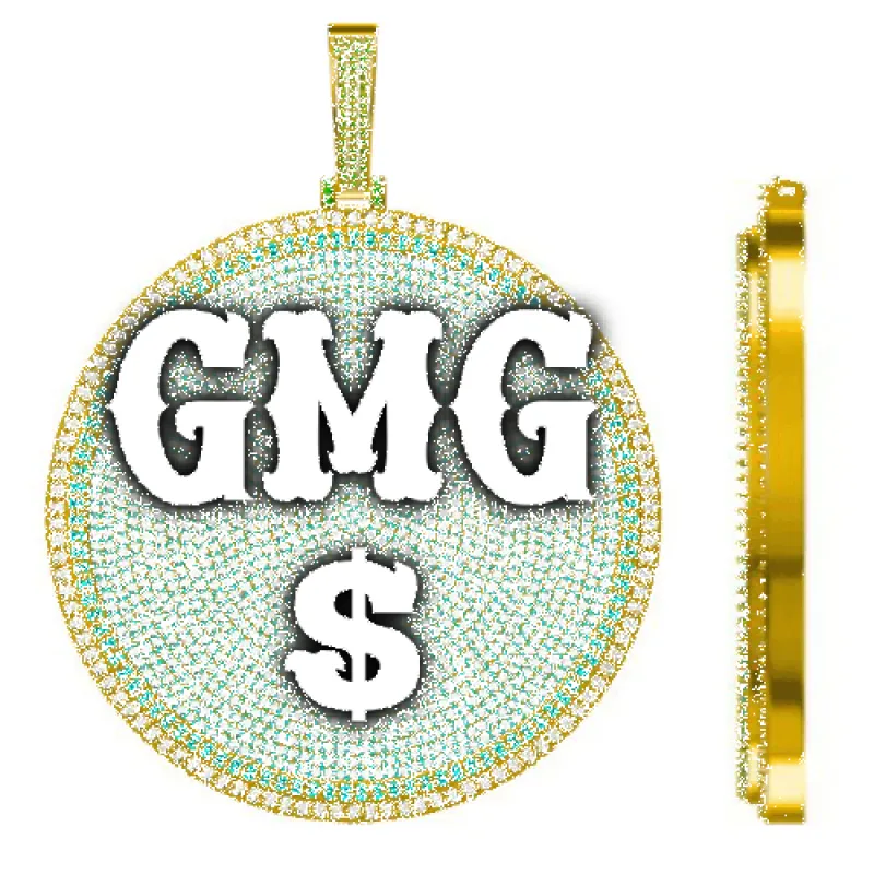 CUSTOM LETTER NECKLACE 3D BIG DISC sold by The GUU Shop