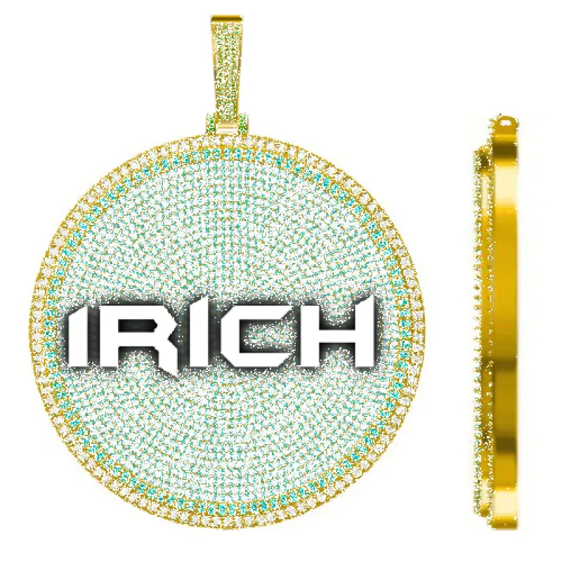 CUSTOM LETTER NECKLACE 3D BIG DISC sold by The GUU Shop