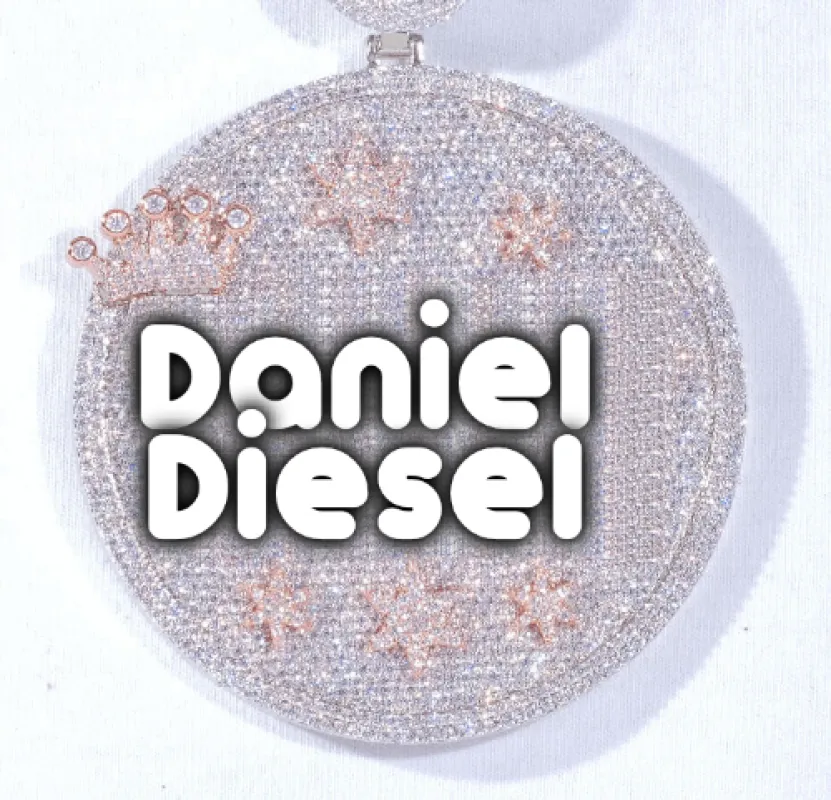 CUSTOM LETTER NECKLACE 3D BIG CROWN DISC sold by The GUU Shop