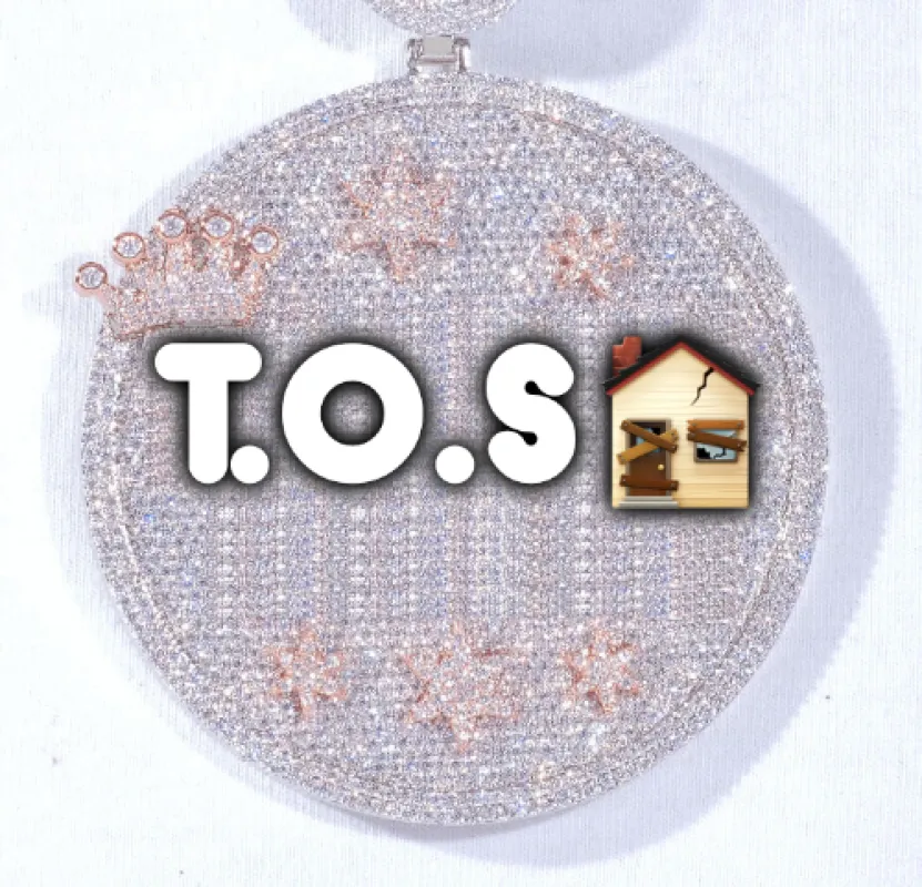 CUSTOM LETTER NECKLACE 3D BIG CROWN DISC sold by The GUU Shop