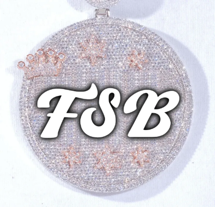 CUSTOM LETTER NECKLACE 3D BIG CROWN DISC made by The GUU Shop