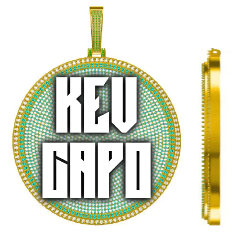 CUSTOM LETTER NECKLACE 3D BIG DISC sold by The GUU Shop