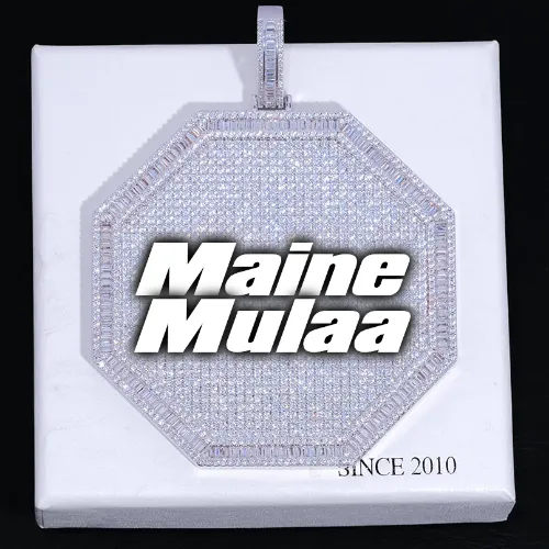 CUSTOM LETTER NECKLACE 3D BIG OCTAGON sold by The GUU Shop