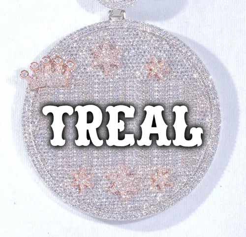 CUSTOM LETTER NECKLACE 3D BIG CROWN DISC sold by The GUU Shop