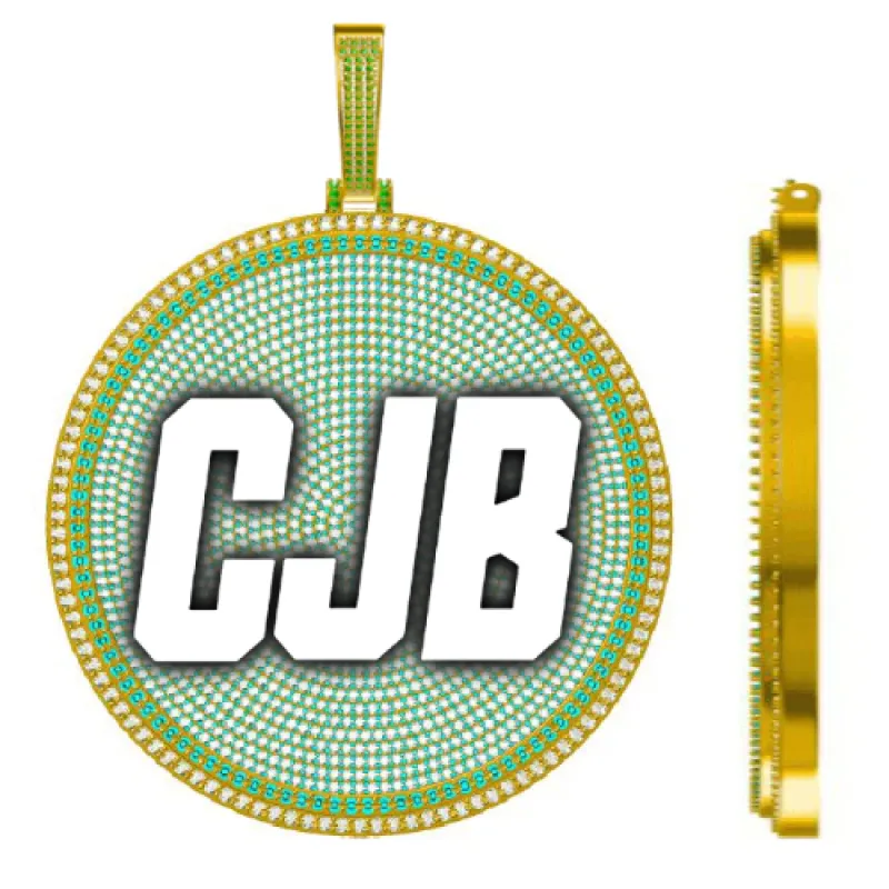 CUSTOM LETTER NECKLACE 3D BIG DISC sold by The GUU Shop