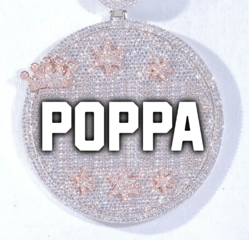 CUSTOM LETTER NECKLACE 3D BIG CROWN DISC sold by The GUU Shop