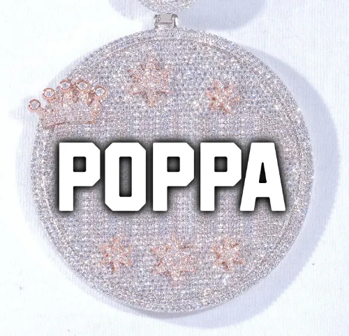 CUSTOM LETTER NECKLACE 3D BIG CROWN DISC sold by The GUU Shop