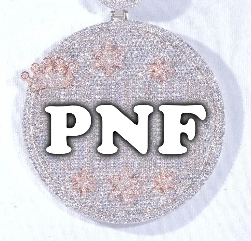 CUSTOM LETTER NECKLACE 3D BIG CROWN DISC sold by The GUU Shop