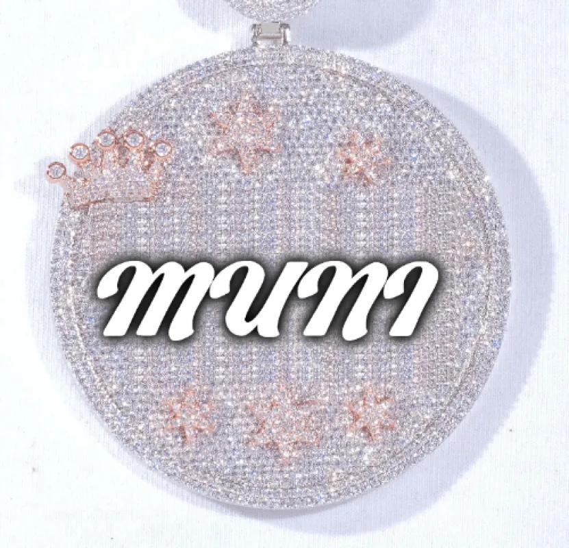 CUSTOM LETTER NECKLACE 3D BIG CROWN DISC sold by The GUU Shop