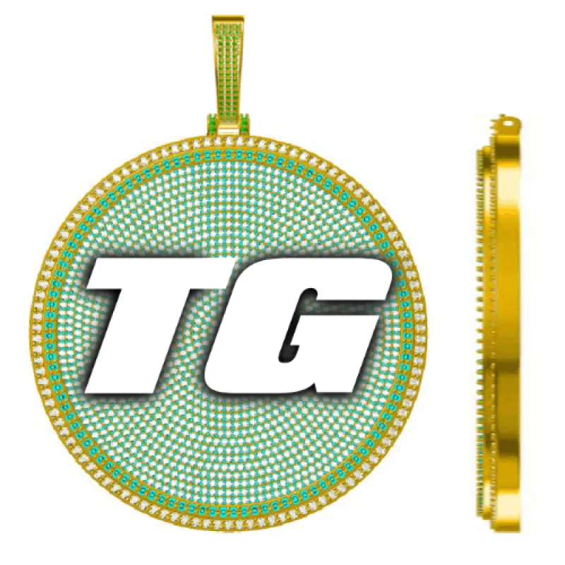 CUSTOM LETTER NECKLACE 3D BIG DISC sold by The GUU Shop