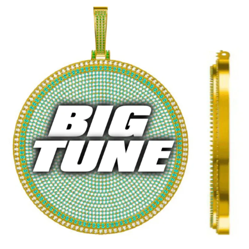 CUSTOM LETTER NECKLACE 3D BIG DISC sold by The GUU Shop