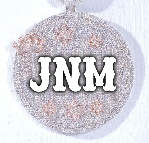 CUSTOM LETTER NECKLACE 3D BIG CROWN DISC sold by The GUU Shop