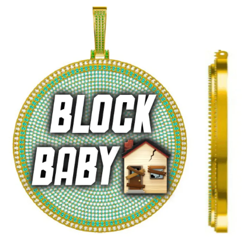 CUSTOM LETTER NECKLACE 3D BIG DISC sold by The GUU Shop