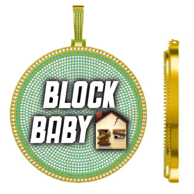 CUSTOM LETTER NECKLACE 3D BIG DISC sold by The GUU Shop