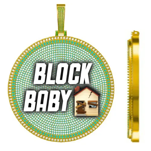 CUSTOM LETTER NECKLACE 3D BIG DISC sold by The GUU Shop