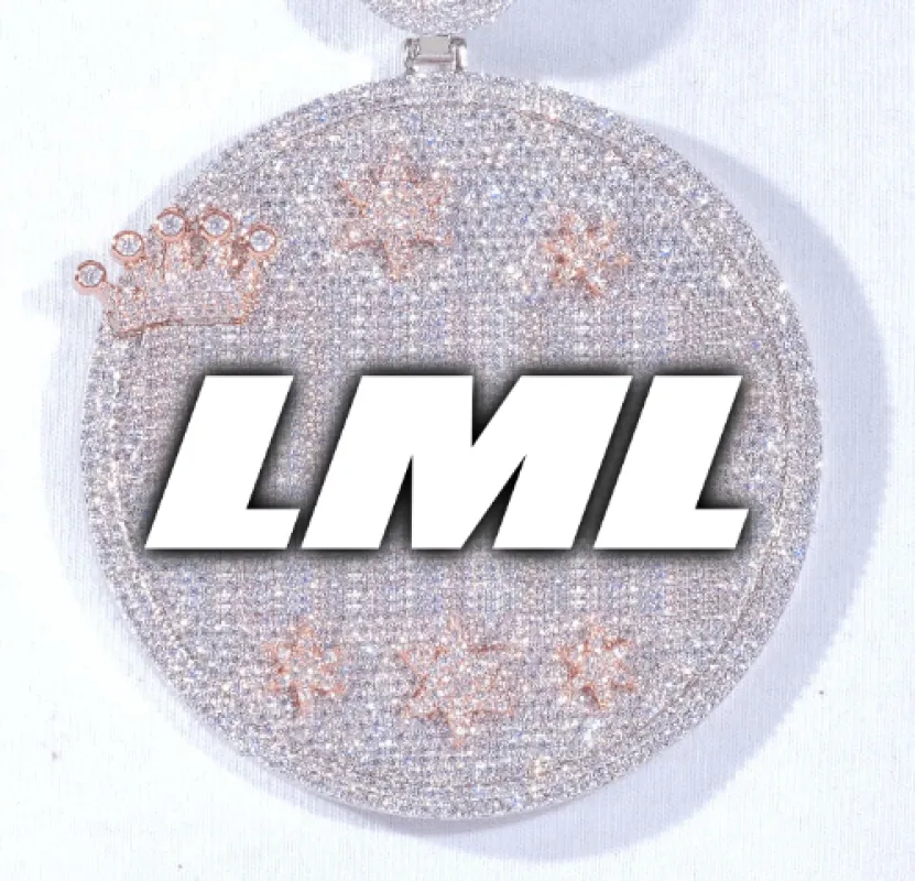 CUSTOM LETTER NECKLACE 3D BIG CROWN DISC sold by The GUU Shop