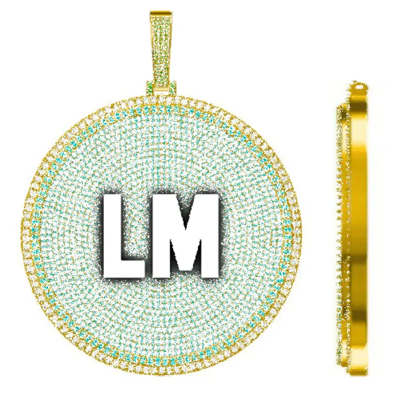 CUSTOM LETTER NECKLACE 3D BIG DISC sold by The GUU Shop