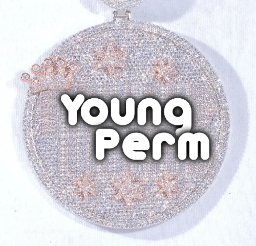 CUSTOM LETTER NECKLACE 3D BIG CROWN DISC sold by The GUU Shop