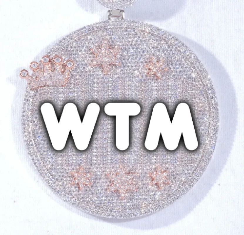 CUSTOM LETTER NECKLACE 3D BIG CROWN DISC sold by The GUU Shop