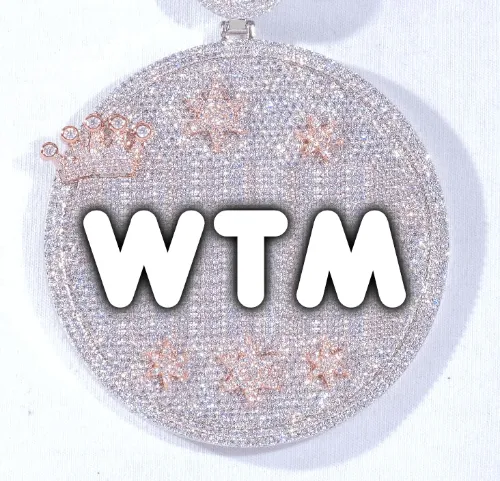 CUSTOM LETTER NECKLACE 3D BIG CROWN DISC sold by The GUU Shop