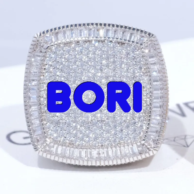 CUSTOM LETTER 3D ICED RING sold by The GUU Shop