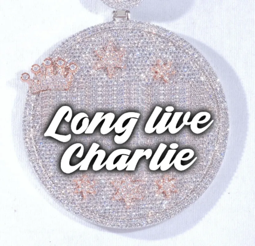 CUSTOM LETTER NECKLACE 3D BIG CROWN DISC made by The GUU Shop