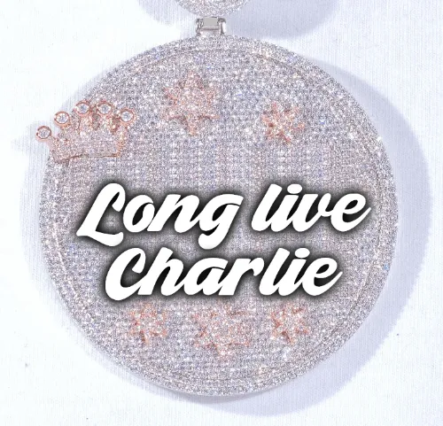 CUSTOM LETTER NECKLACE 3D BIG CROWN DISC sold by The GUU Shop