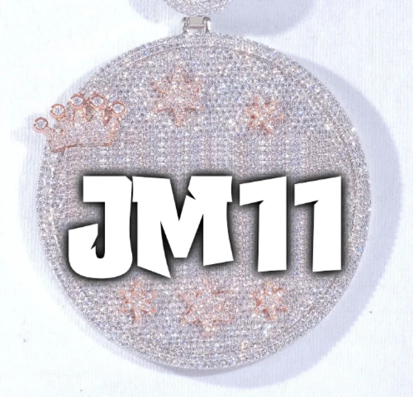 CUSTOM LETTER NECKLACE 3D BIG CROWN DISC sold by The GUU Shop