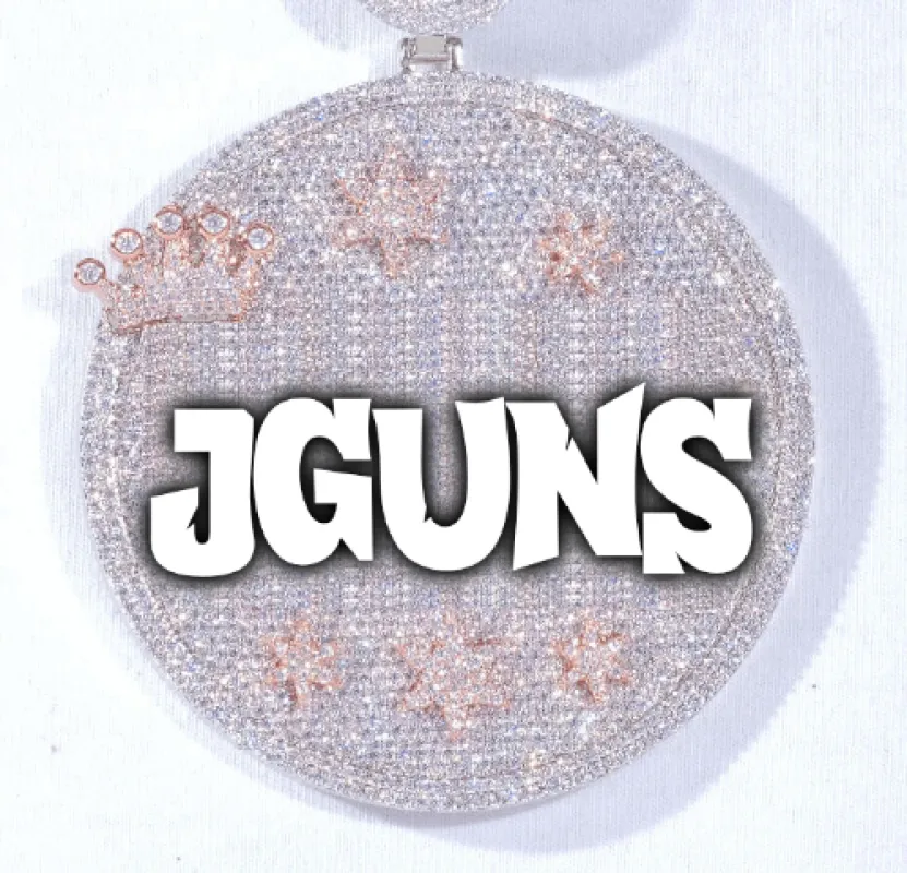 CUSTOM LETTER NECKLACE 3D BIG CROWN DISC made by The GUU Shop