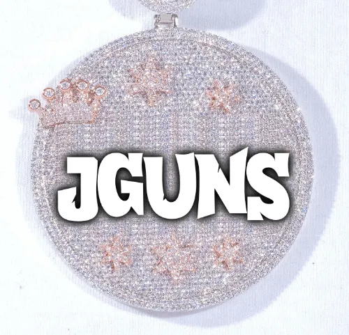 CUSTOM LETTER NECKLACE 3D BIG CROWN DISC sold by The GUU Shop