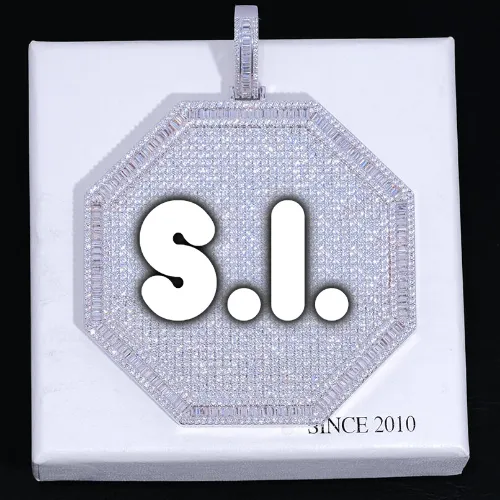 CUSTOM LETTER NECKLACE 3D BIG OCTAGON sold by The GUU Shop