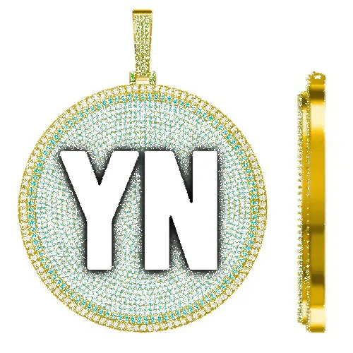 CUSTOM LETTER NECKLACE 3D BIG DISC sold by The GUU Shop