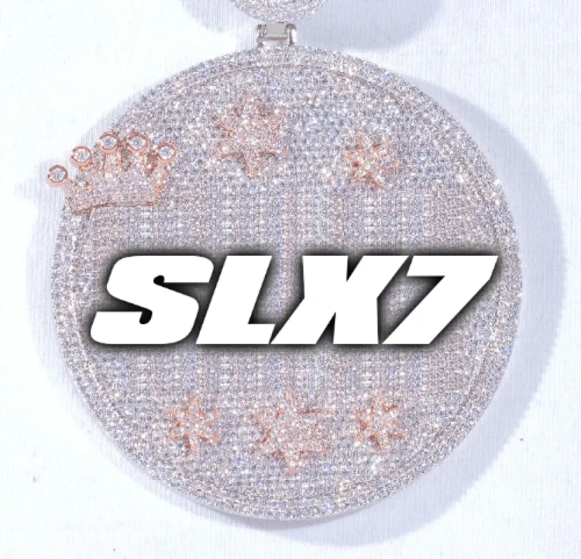 CUSTOM LETTER NECKLACE 3D BIG CROWN DISC sold by The GUU Shop