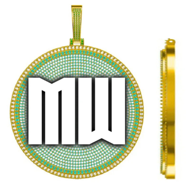 CUSTOM LETTER NECKLACE 3D BIG DISC sold by The GUU Shop