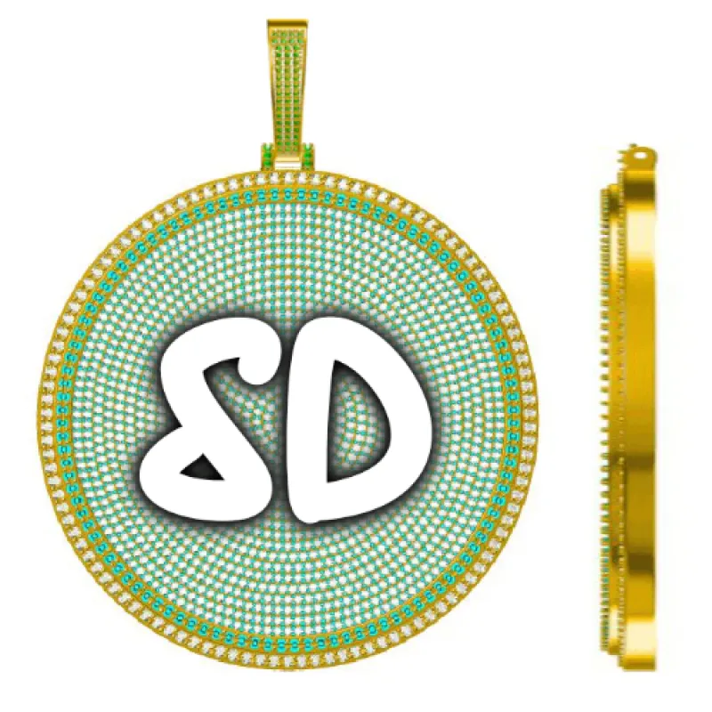 CUSTOM LETTER NECKLACE 3D BIG DISC sold by The GUU Shop