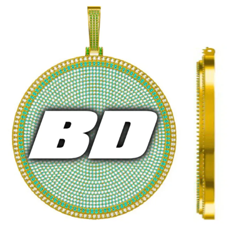 CUSTOM LETTER NECKLACE 3D BIG DISC sold by The GUU Shop