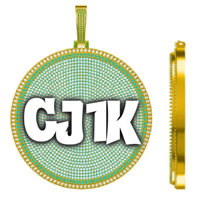 CUSTOM LETTER NECKLACE 3D BIG DISC sold by The GUU Shop