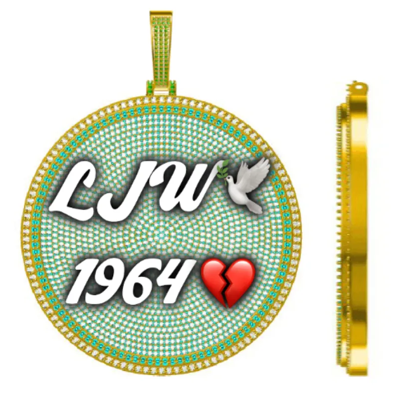 CUSTOM LETTER NECKLACE 3D BIG DISC sold by The GUU Shop