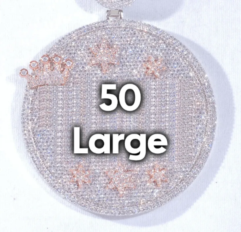 CUSTOM LETTER NECKLACE 3D BIG CROWN DISC sold by The GUU Shop