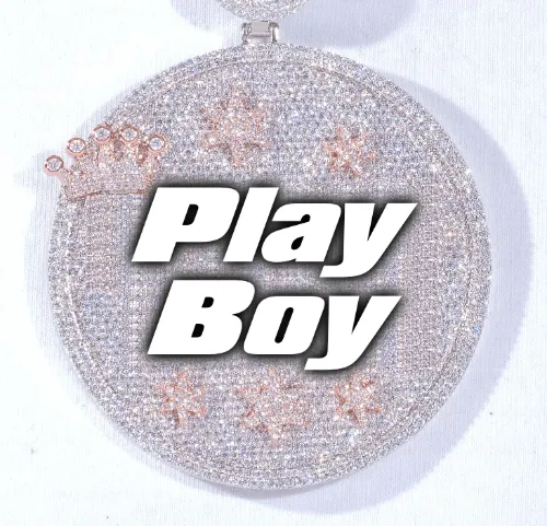 CUSTOM LETTER NECKLACE 3D BIG CROWN DISC sold by The GUU Shop