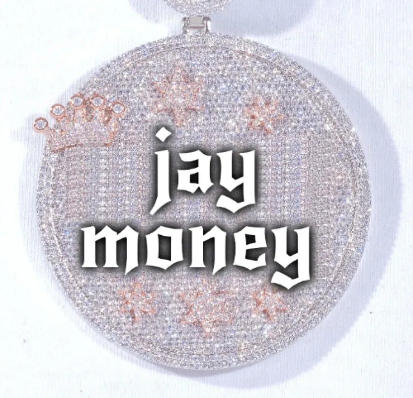 CUSTOM LETTER NECKLACE 3D BIG CROWN DISC sold by The GUU Shop