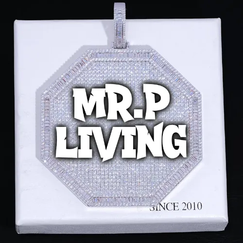 CUSTOM LETTER NECKLACE 3D BIG OCTAGON sold by The GUU Shop