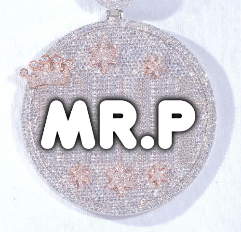 CUSTOM LETTER NECKLACE 3D BIG CROWN DISC sold by The GUU Shop