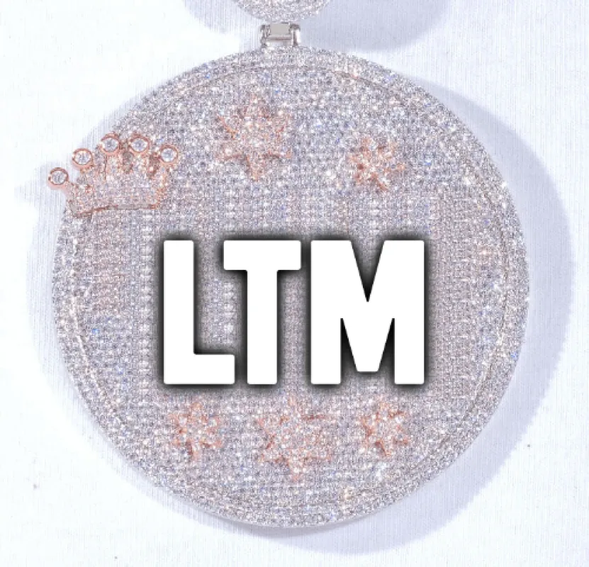 CUSTOM LETTER NECKLACE 3D BIG CROWN DISC sold by The GUU Shop