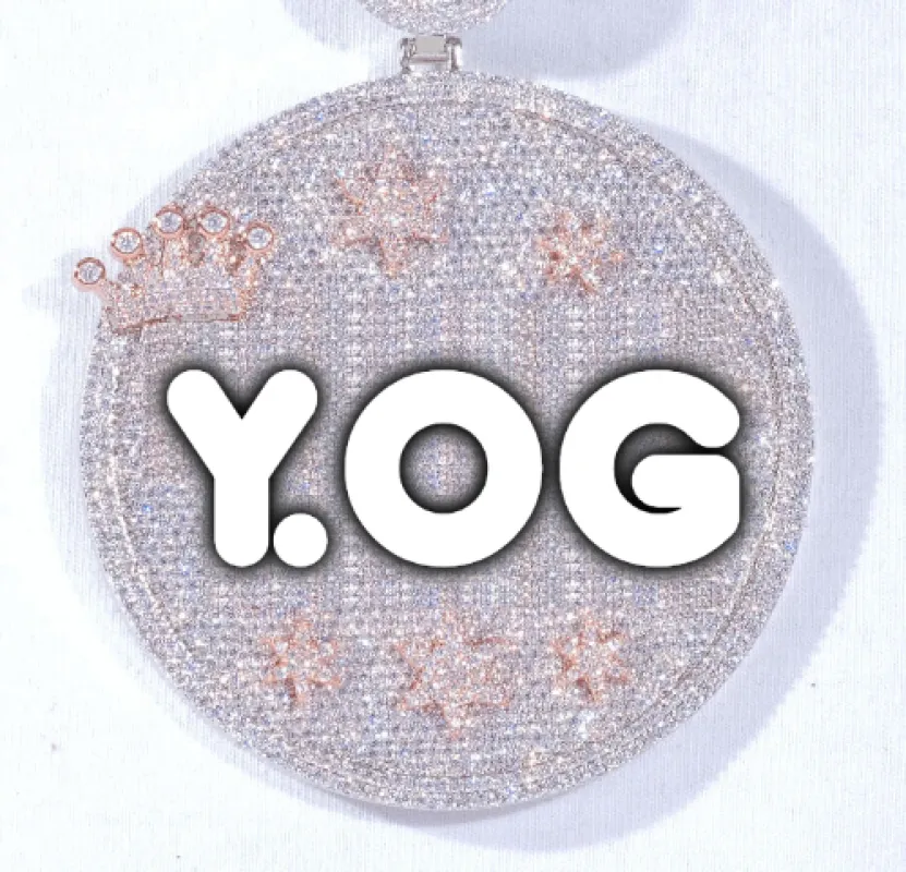 CUSTOM LETTER NECKLACE 3D BIG CROWN DISC sold by The GUU Shop